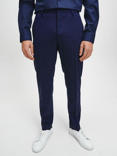 Calvin Klein Ruhák HU374088 | Calvin Klein Fitted Wool Stretch Férfi Öltöny Nadrág Kék